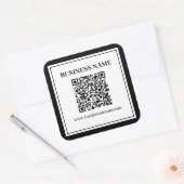 Geschäfts-QR-Code | Schwarz & Weiß Quadratischer Aufkleber (Umschlag)