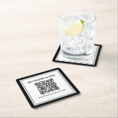Geschäfts-QR-Code | Schwarz & Weiß Rechteckiger Pappuntersetzer (Vor Ort)