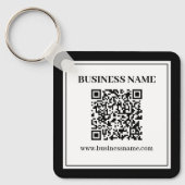 Geschäfts-QR-Code | Schwarz & Weiß Schlüsselanhänger (Vorderseite)