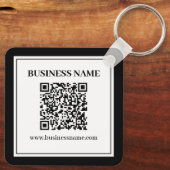 Geschäfts-QR-Code | Schwarz & Weiß Schlüsselanhänger (Rückseite)