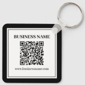 Geschäfts-QR-Code | Schwarz & Weiß Schlüsselanhänger (Rückseite)