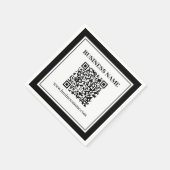 Geschäfts-QR-Code | Schwarz & Weiß Serviette (Ecke)
