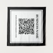 Geschäfts-QR-Code | Schwarz & Weiß Wandteppich (Vorderseite (Horizontal))