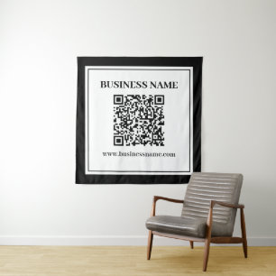 Geschäfts-QR-Code Schwarz & Weiß Wandteppich