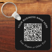 Geschäfts-QR-Code Schwarz Werbeartikel Schlüsselanhänger (Vorderseite)