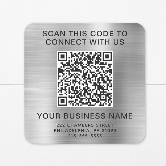 Geschäfts-QR-Code Silber Quadratischer Aufkleber