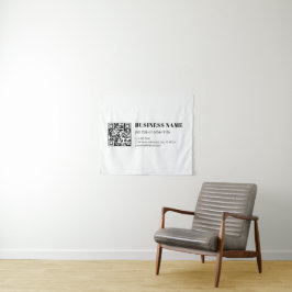 Geschäfts-QR-Code und bearbeitbarer retro-moderner Wandteppich