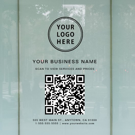 Geschäfts-QR-Code und Logo Fensteraufkleber