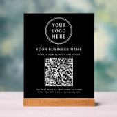 Geschäfts-QR-Code und Logo Schwarz Acrylschild (Neutral)