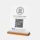Geschäfts-QR-Code und Logo Weiß Acrylschild (Winkel)
