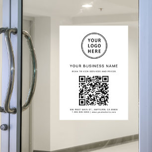 Geschäfts-QR-Code und Logo Weiß Fensteraufkleber
