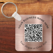 Geschäfts-QR-Code Werbe-Roségold Schlüsselanhänger (Vorderseite)