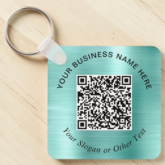 Geschäfts-QR-Code Werbe Teal Mintgrün Schlüsselanhänger