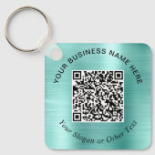 Geschäfts-QR-Code Werbe Teal Mintgrün Schlüsselanhänger (Vorderseite)