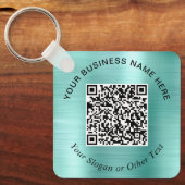 Geschäfts-QR-Code Werbe Teal Mintgrün Schlüsselanhänger (Vorderseite)