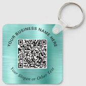 Geschäfts-QR-Code Werbe Teal Mintgrün Schlüsselanhänger (Rückseite)