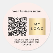 Geschäfts-Rosé-Logo QR-Code Runder Aufkleber (Vorderseite)