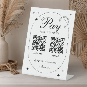 Geschäfts-Scan-to-Pay 2 QR-Codes trendy minimalist Sockelschild