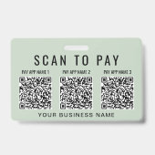 Geschäfts-Scan-to-Pay-3-QR-Codes-Sage-Grün Ausweis (Rückseite)