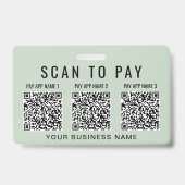 Geschäfts-Scan-to-Pay-3-QR-Codes-Sage-Grün Ausweis (Vorderseite)