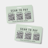 Geschäfts-Scan-to-Pay-3-QR-Codes-Sage-Grün Ausweis (Vorder- & Rückseite)