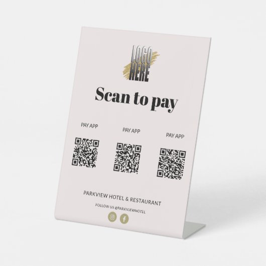 Geschäfts-Scan-to-Pay-Apps 3 QR-Code Rosa Sockelschild (Vorderseite)