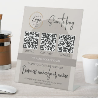 Geschäfts-Scan zum Bezahlen personalisierter Logo- Sockelschild