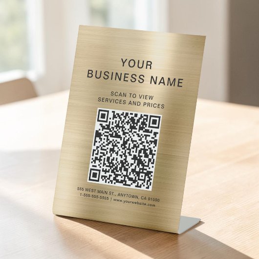 Geschäfts-Scan zum Verbinden Gold QR-Code Sockelschild