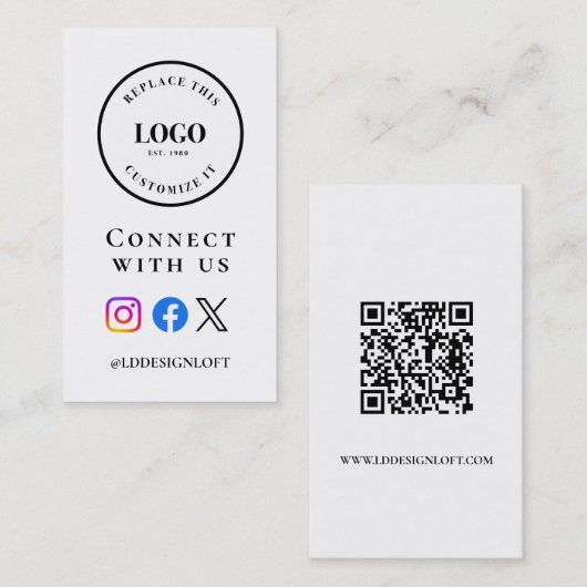 Geschäfts-Social-Media-QR-Code-Website Benutzerdef Visitenkarte (Vorne/Hinten)