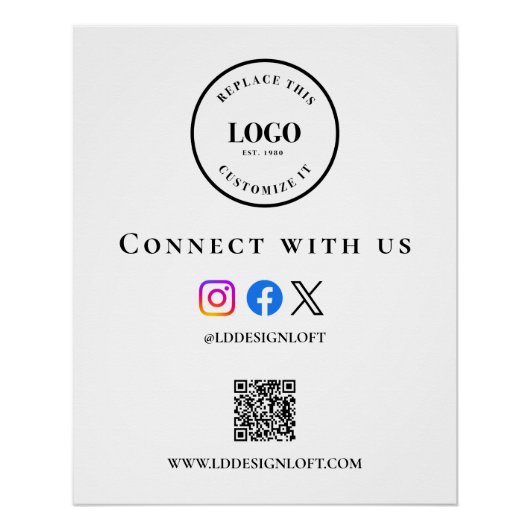 Geschäfts-Social-Media-QR-Code-Website mit individ Poster (Vorderseite)