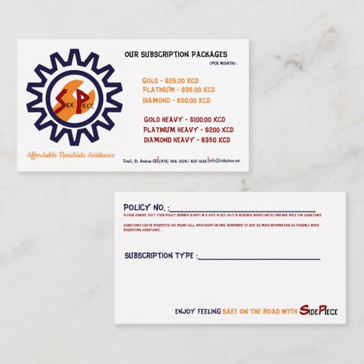 Geschäfts- und Mitgliedskarte Visitenkarte (Vorne/Hinten)