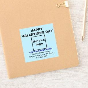 Geschäfts-Valentinstag-Hellblau-Quadrat-Vinyl-Aufk Aufkleber