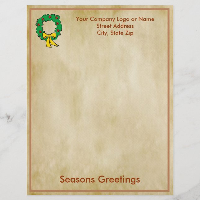 Geschäfts-Weihnachtsbriefpapier - Kranz-Entwurf Briefbogen (Vorderseite)