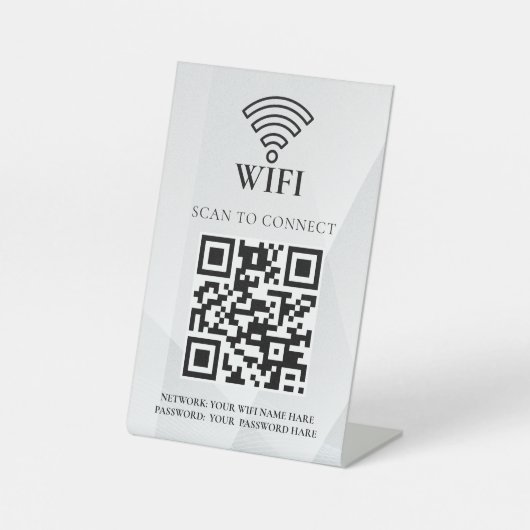 Geschäfts-WLAN-Netzwerk-QR-Code personalisiert Sockelschild (Vorderseite)