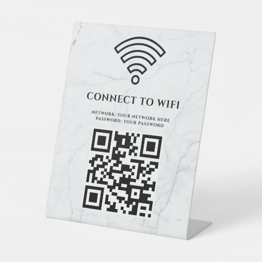 Geschäfts-WLAN-Netzwerk-QR-Code personalisiert Sockelschild (Vorderseite)