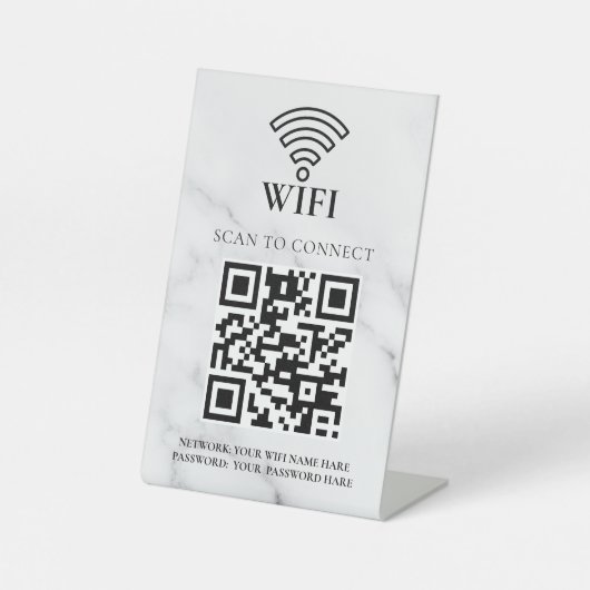 Geschäfts-WLAN-Netzwerk-QR-Code personalisiert Sockelschild (Vorderseite)