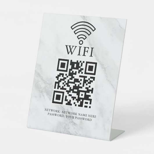 Geschäfts-WLAN-Netzwerk-QR-Code personalisiert Sockelschild (Vorderseite)
