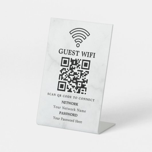Geschäfts-WLAN-Netzwerk-QR-Code personalisiert Sockelschild (Vorderseite)