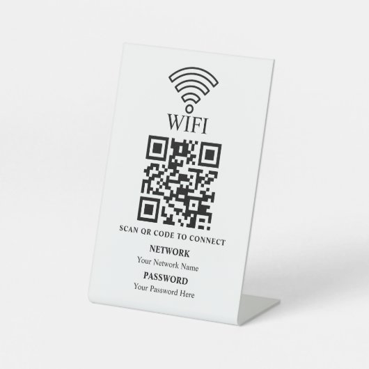 Geschäfts-WLAN-Netzwerk-QR-Code personalisiert Sockelschild (Vorderseite)