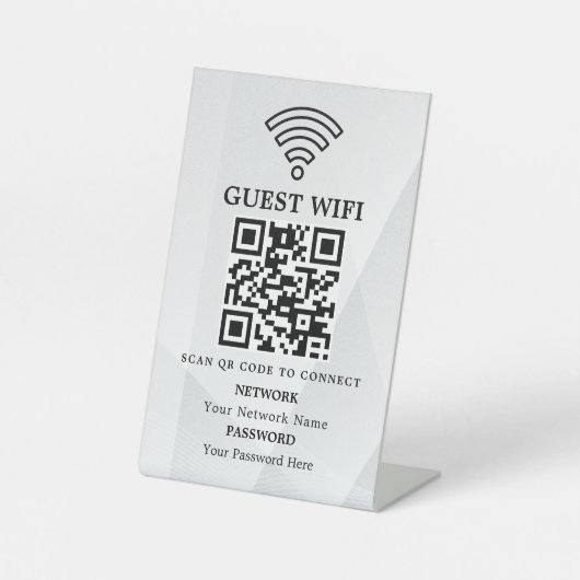 Geschäfts-WLAN-Netzwerk-QR-Code personalisiert Sockelschild (Vorderseite)