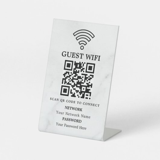 Geschäfts-WLAN-Netzwerk-QR-Code personalisiert Sockelschild (Vorderseite)