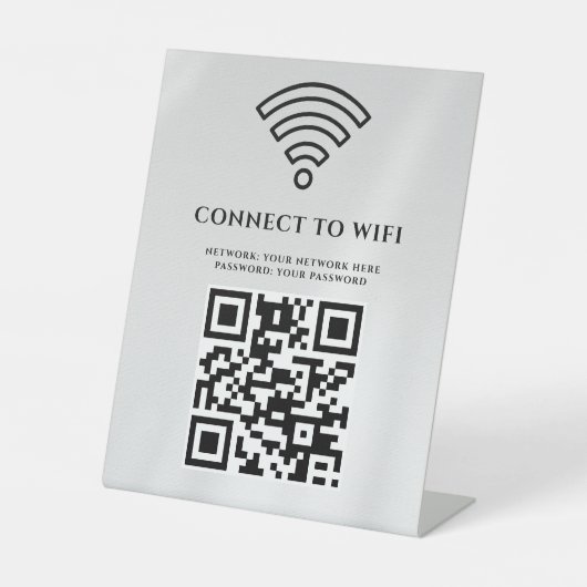 Geschäfts-WLAN-Netzwerk-QR-Code personalisiert Sockelschild (Vorderseite)