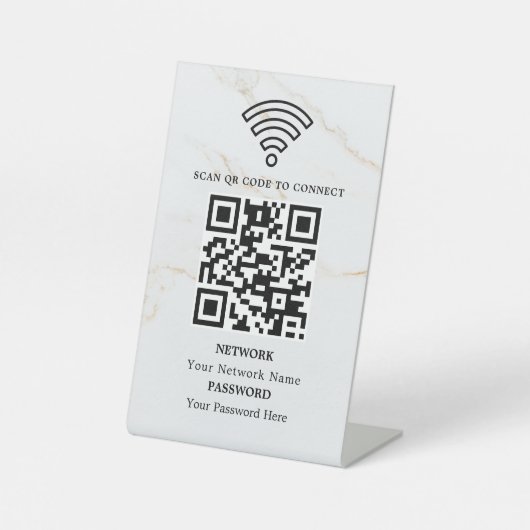 Geschäfts-WLAN-Netzwerk-QR-Code personalisiert Sockelschild (Vorderseite)