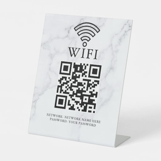 Geschäfts-WLAN-Netzwerk-QR-Code personalisiert Sockelschild (Vorderseite)