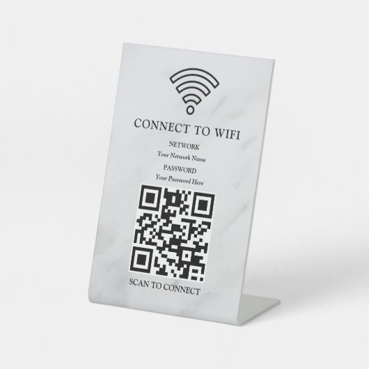 Geschäfts-WLAN-Netzwerk-QR-Code personalisiert Sockelschild (Vorderseite)