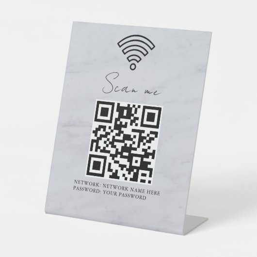 Geschäfts-WLAN-Netzwerk-QR-Code personalisiert Sockelschild (Vorderseite)