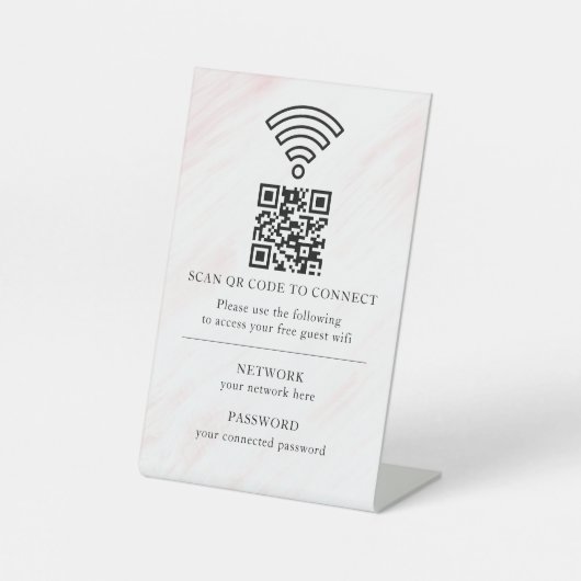 Geschäfts-WLAN-Netzwerk-QR-Code personalisiert Sockelschild (Vorderseite)
