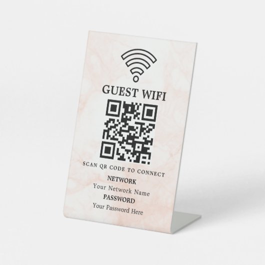 Geschäfts-WLAN-Netzwerk-QR-Code personalisiert Sockelschild (Vorderseite)