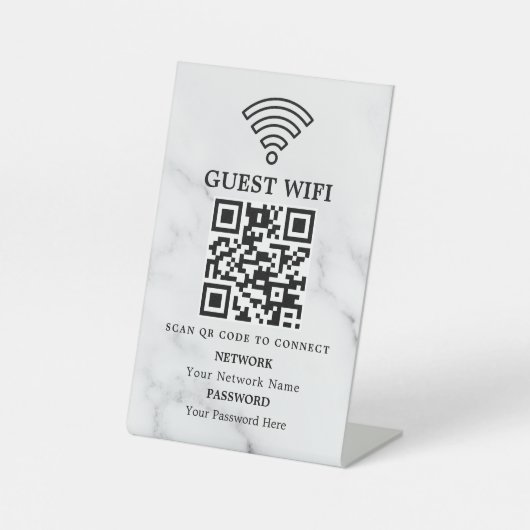 Geschäfts-WLAN-Netzwerk-QR-Code personalisiert Sockelschild (Vorderseite)