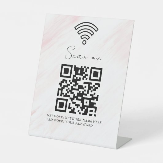 Geschäfts-WLAN-Netzwerk-QR-Code personalisiert Sockelschild (Vorderseite)